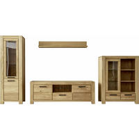 WOHNWAND 4-teilig  in Wildeiche  406/199/50 cm  - Wildeiche/Schwarz, Natur, Glas/Holz (406/199/50cm) - Carryhome