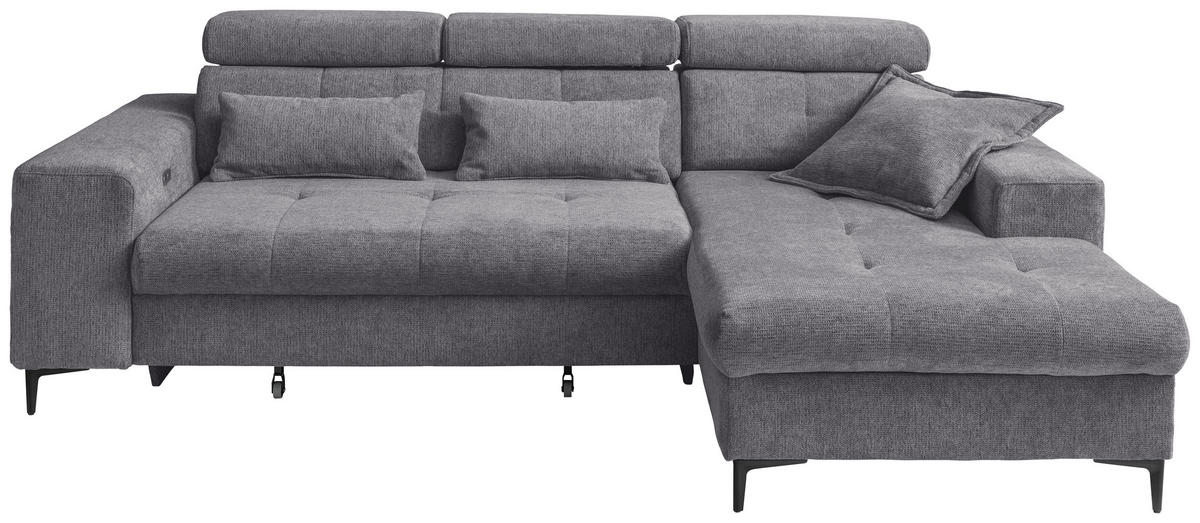 ECKSOFA Chenille Dunkelgrau  - Dunkelgrau/Schwarz, Basics, Textil/Metall (270/186cm) - Livetastic