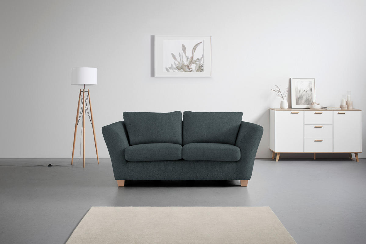 2-SITZER-SOFA in Chenille Dunkelgrau  - Dunkelgrau/Naturfarben, Holz/Textil (190/70-85/95cm) - MID.YOU