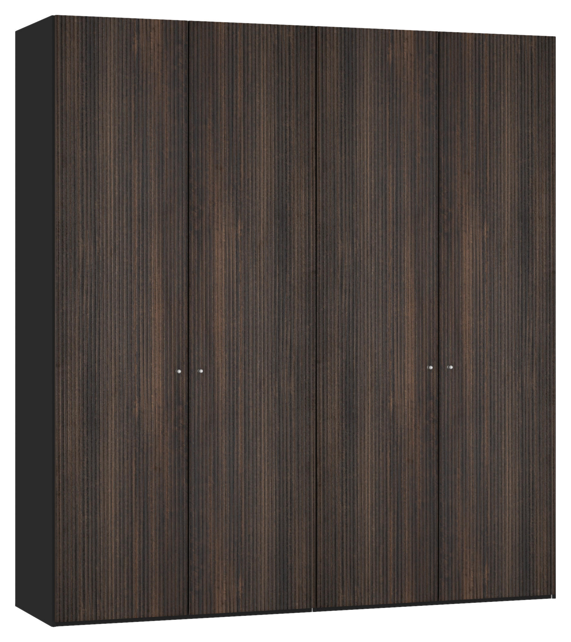 DREHTÜRENSCHRANK 203/220/59 cm,  in Schwarz, Dunkelbraun, 4 Tür(en)-türig  - Dunkelbraun/Silberfarben, Design, Holzwerkstoff/Metall (203/220/59cm) - Jutzler
