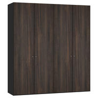 DREHTÜRENSCHRANK 203/220/59 cm,  in Schwarz, Dunkelbraun, 4 Tür(en)-türig  - Dunkelbraun/Silberfarben, Design, Holzwerkstoff/Metall (203/220/59cm) - Jutzler