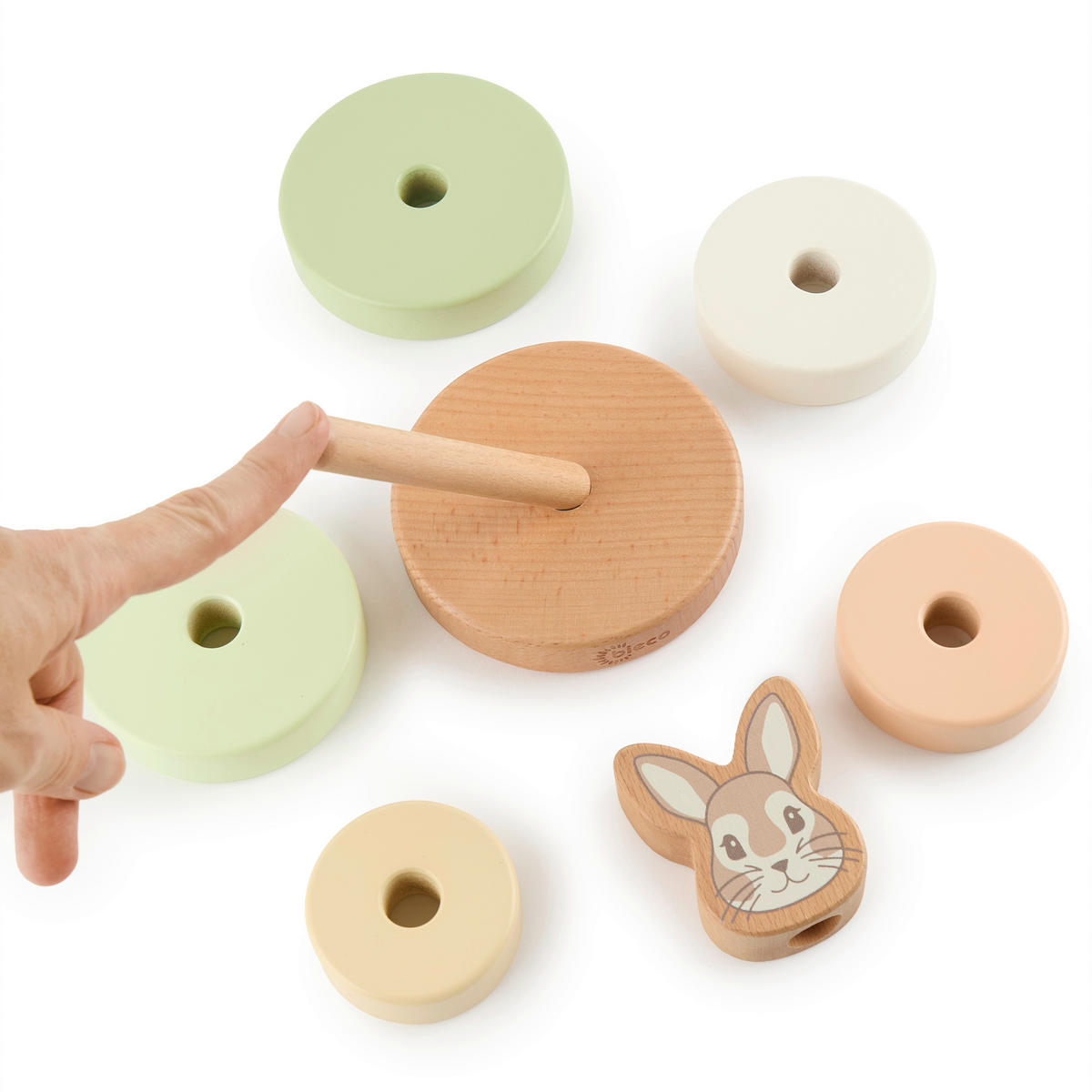 STAPELTURM Stapelturm Hase Fine  - Beige/Grün, Basics, Holz (10/18,5/10cm)