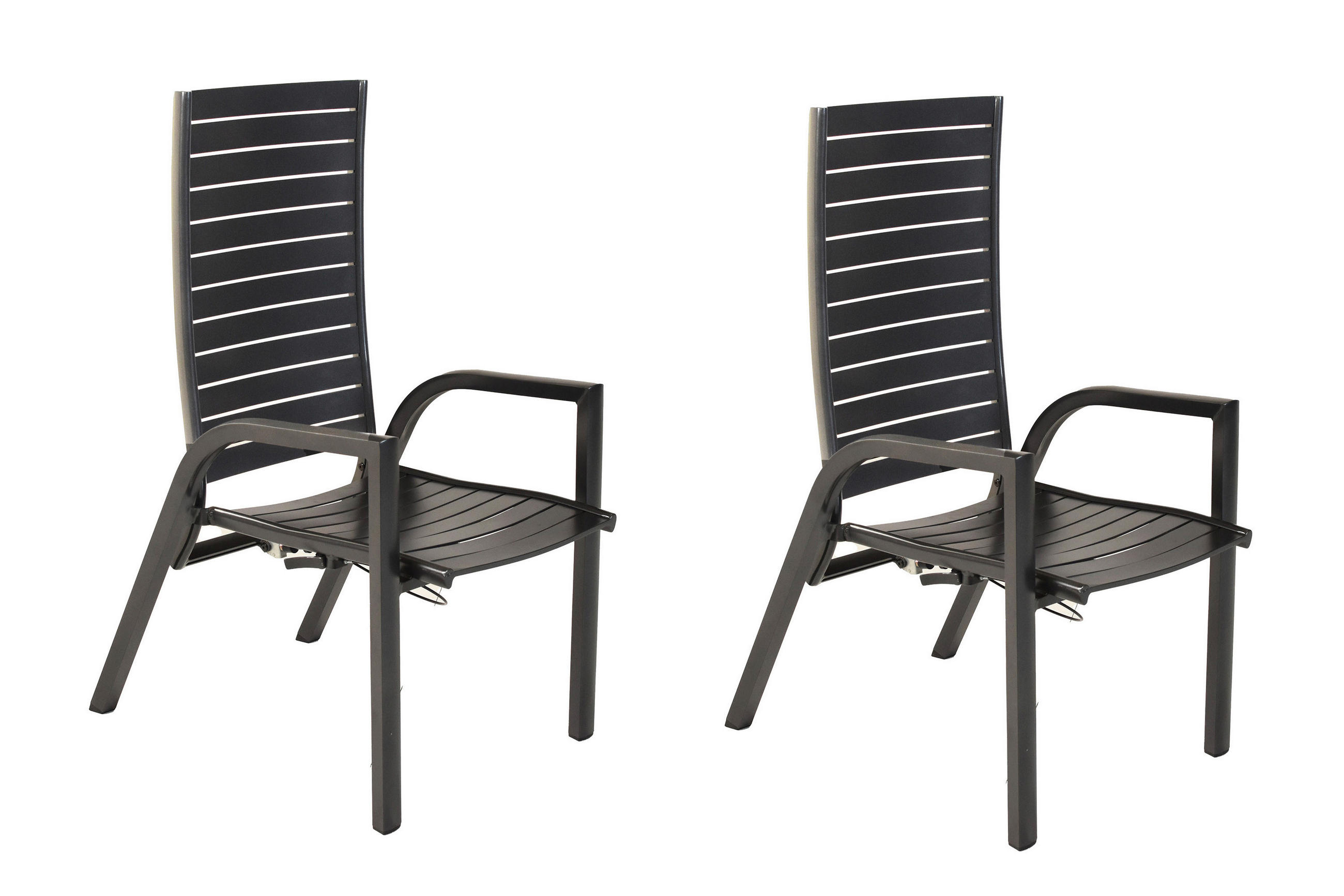 GARTENSESSEL-SET Metall Graphitfarben  - Graphitfarben, KONVENTIONELL, Metall (57,5/111/77cm) - Gardenson