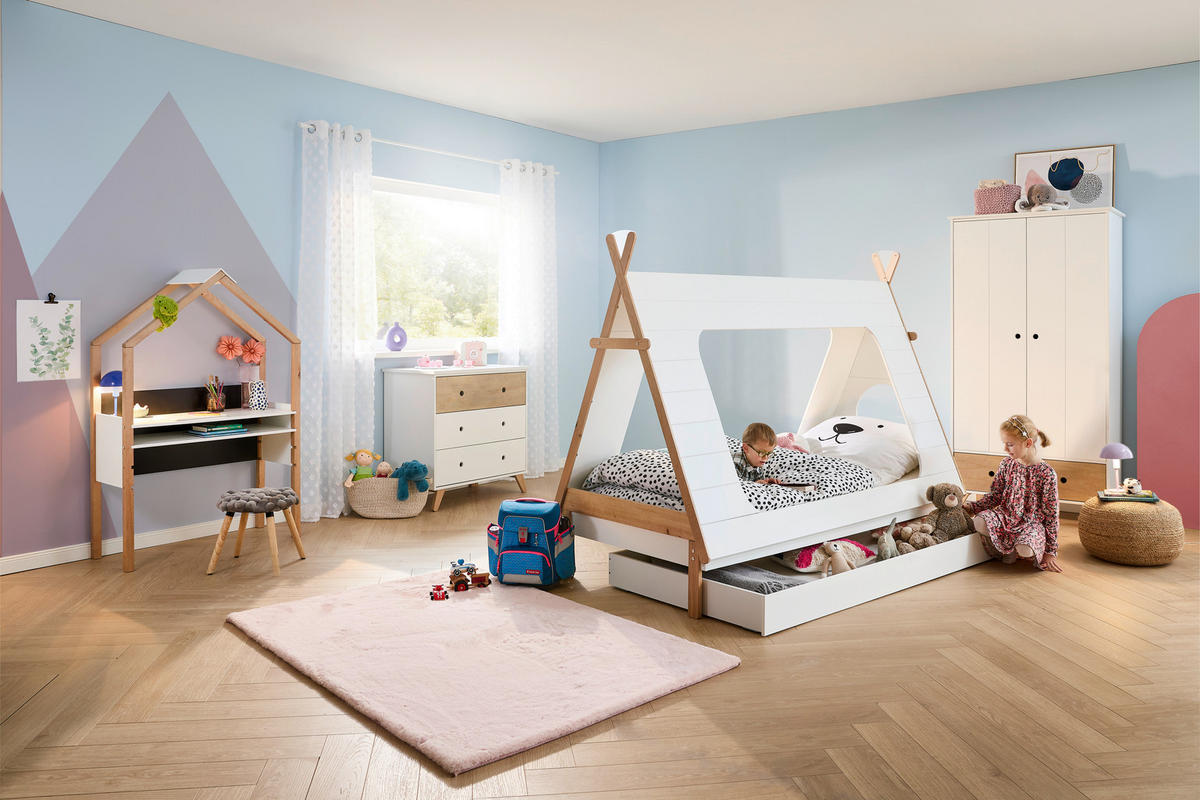 HAUSBETT Lattenrost 90/200 cm  - Naturfarben/Weiß, Design, Holz (90/200cm) - home24