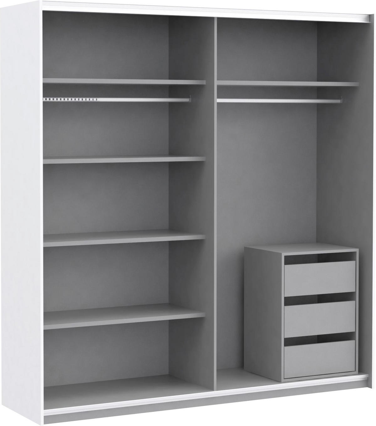 OMARA Z DRSNIMI VRATI, bela  - srebrne barve/bela, Design, kovina/leseni material (200/210/61cm) - Ti'me