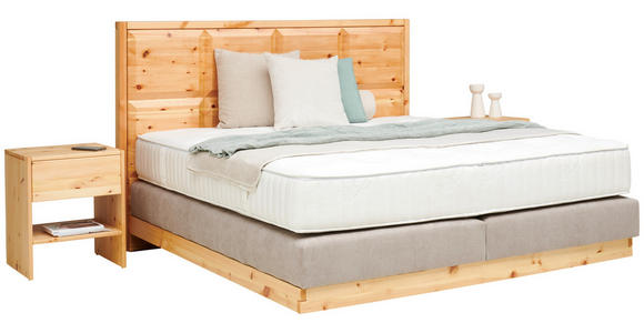 BOXSPRINGBETT 160/200 cm in Zirbelkieferfarben, Greige - Greige/Zirbelkieferfarben, Natur, Holz/Textil (160/200cm) - Valnatura