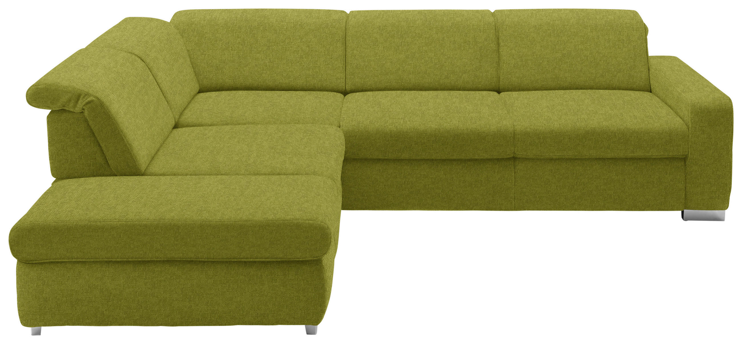 ECKSOFA in Webstoff Grün  - Alufarben/Grün, Design, Textil (260/301cm) - Beldomo Style