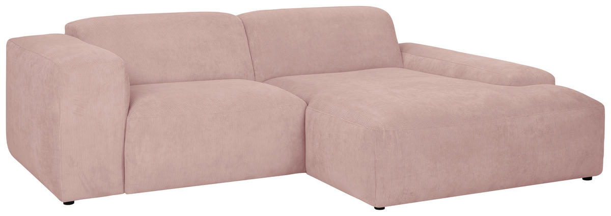 ECKSOFA HANNAH Rosa Cord  - Schwarz/Rosa, Design, Kunststoff/Textil (252/170cm) - MID.YOU