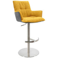 BARHOCKER in Holz, Metall, Textil Gelb, Schwarz, Edelstahlfarben  - Edelstahlfarben/Gelb, Design, Holz/Textil (56/100/56cm) - Novel