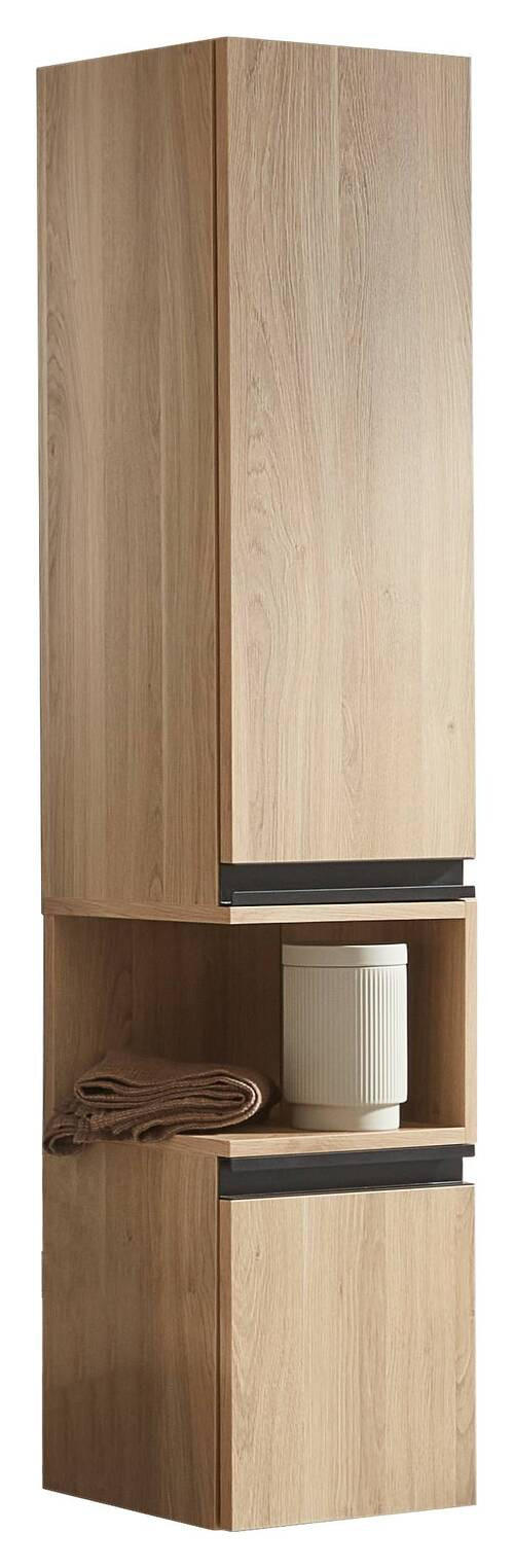 MIDISCHRANK 30/144/30 cm  - Eichefarben/Schwarz, Design, Glas/Holzwerkstoff (30/144/30cm) - Novel