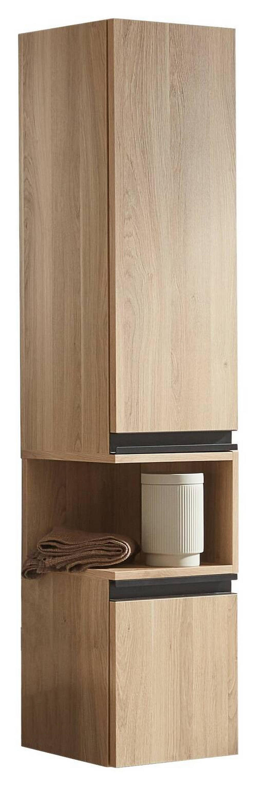 MIDISCHRANK 30/144/30 cm  - Eichefarben/Schwarz, Design, Glas/Holzwerkstoff (30/144/30cm) - Novel