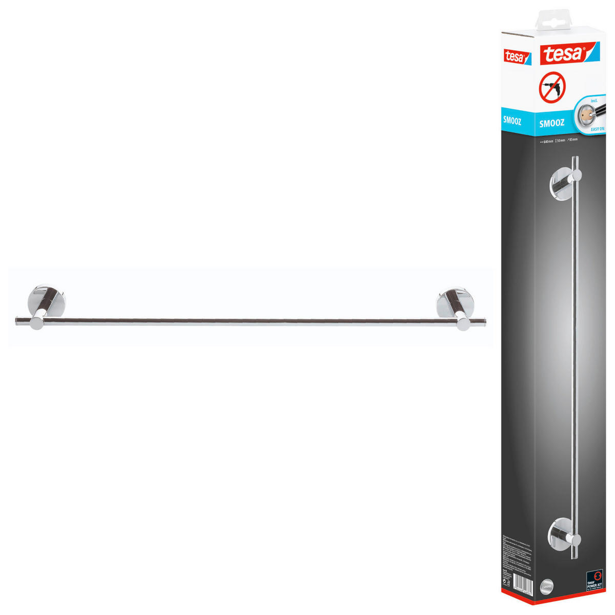 HANDTUCHSTANGE Chromfarben  - Chromfarben, Basics, Metall (64/5/8cm) - Tesa