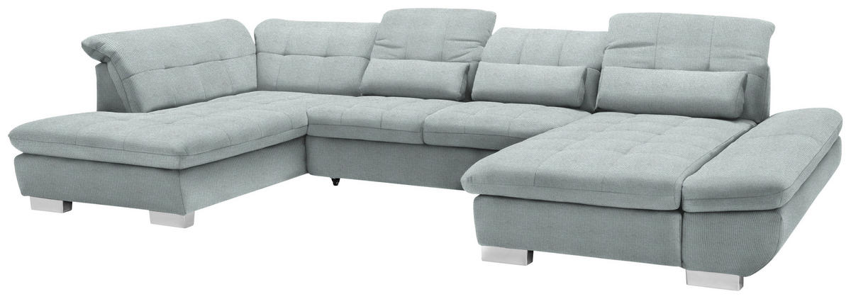WOHNLANDSCHAFT in Mikrofaser Platinfarben  - Platinfarben/Chromfarben, Design, Kunststoff/Textil (211/350/204cm) - Xora