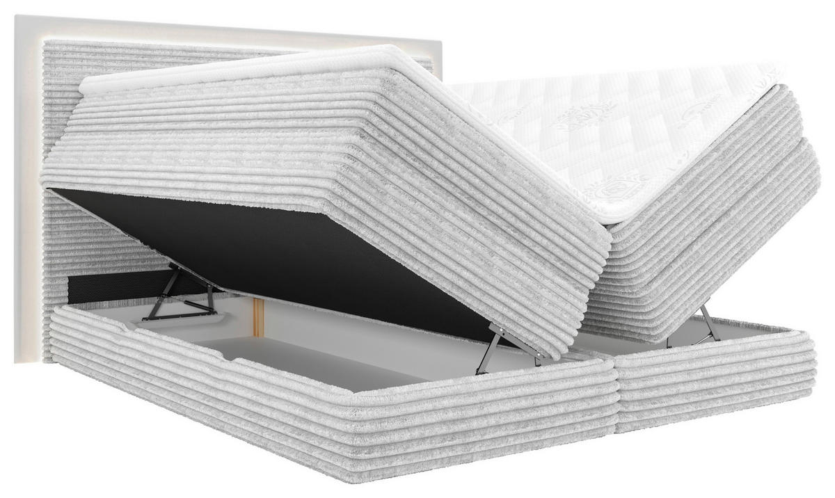 BOXSPRINGBETT 180/200 cm  in Hellgrau  - Hellgrau/Schwarz, Trend, Holz/Holzwerkstoff (180/200cm) - Boxxx