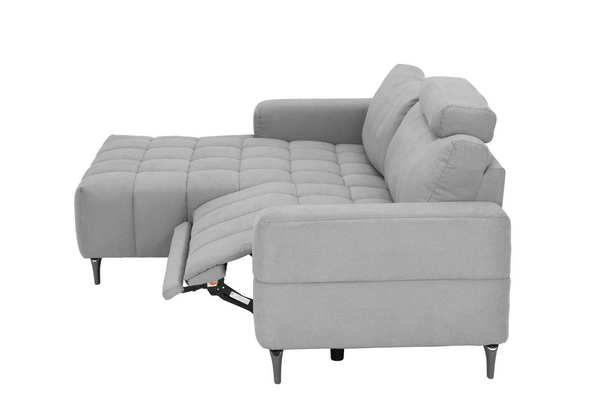 ECKSOFA in Mikrofaser Hellgrau  - Silberfarben/Hellgrau, Design, Textil/Metall (161/242cm) - Livetastic