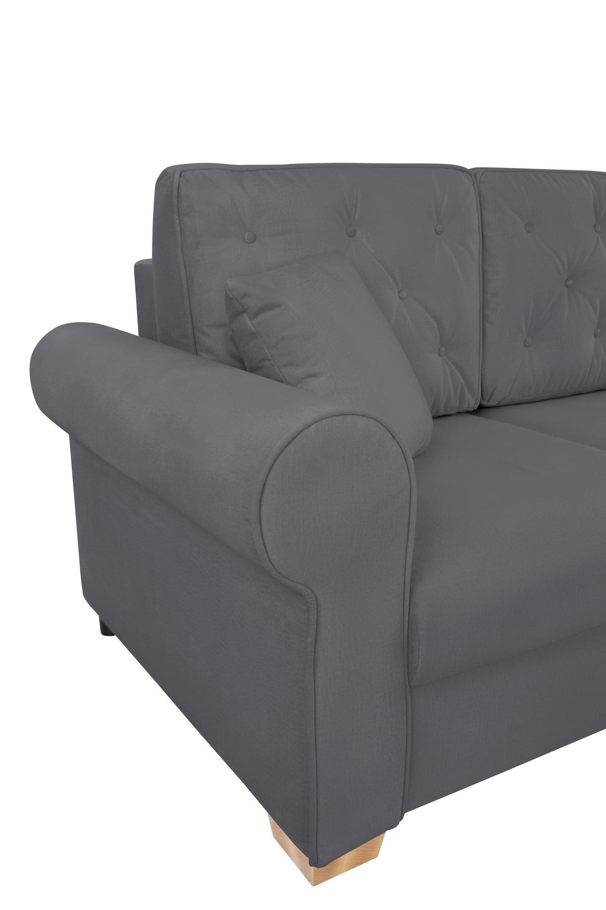SCHLAFSOFA  mit Bettkasten erhältlich, Liegefunktion, Rücken echt, Armteil links, Armteil rechts Dunkelgrau  - Dunkelgrau/Buchefarben, Design, Holz/Textil (240/94/98cm) - MID.YOU