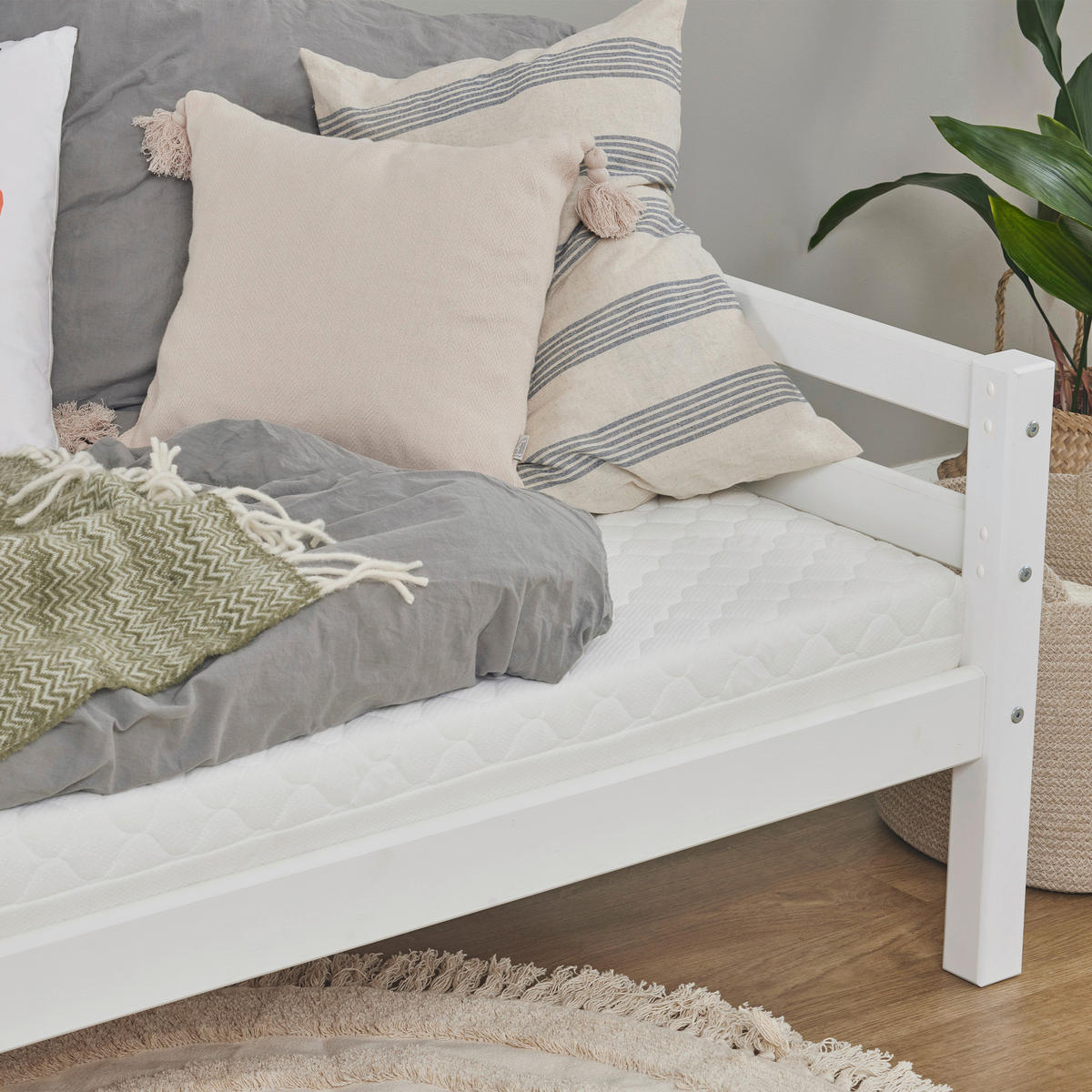 KINDER-/JUNIORBETT - Weiß/Kieferfarben, MODERN, Holz (90/200cm) - MID.YOU