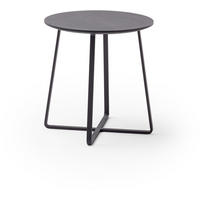COUCHTISCH Eiche massiv 45/45/47 cm rund Schwarz  - Schwarz, Natur, Holz/Metall (45/45/47cm) - Schöner Wohnen