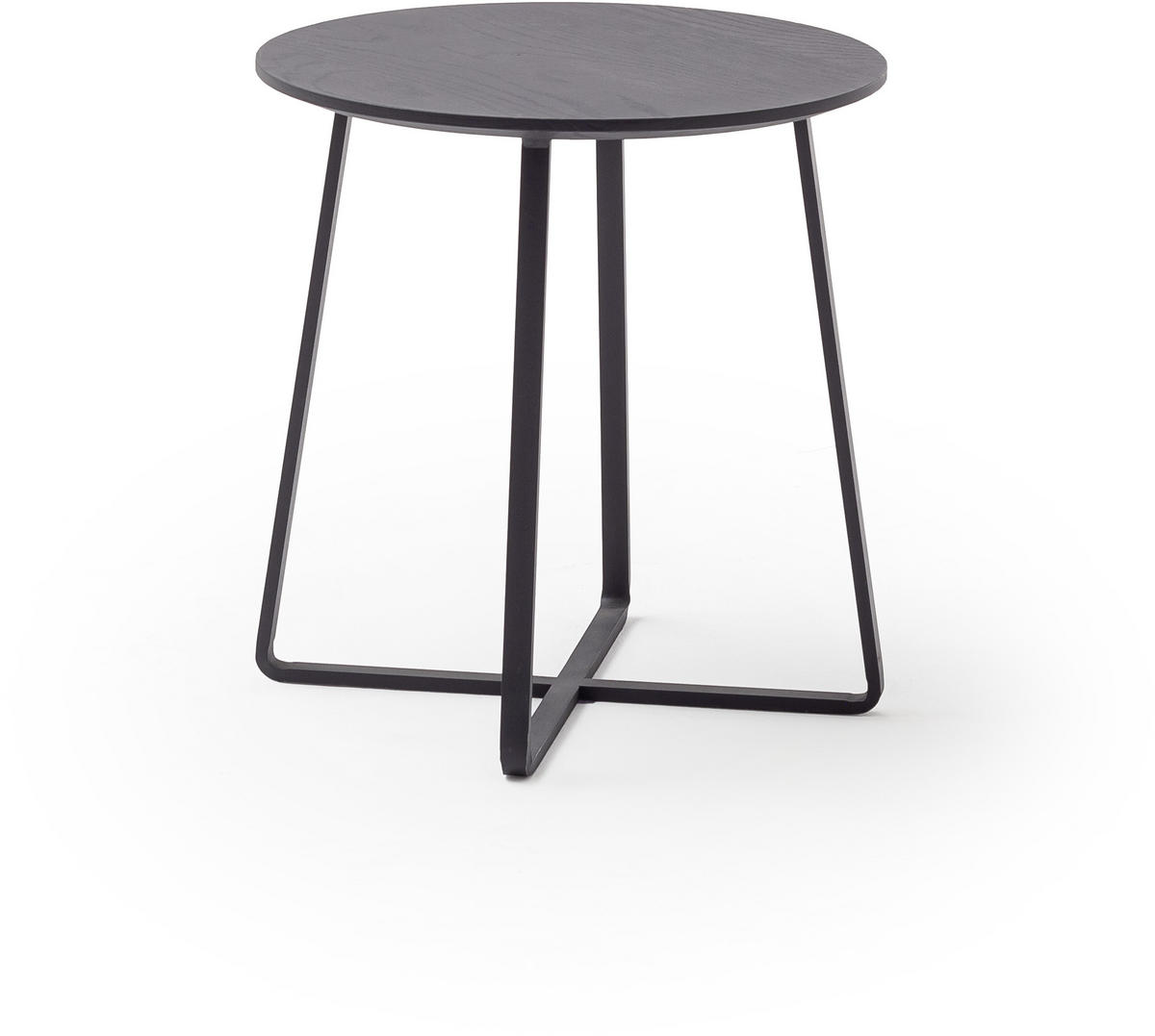 COUCHTISCH Eiche massiv 45/45/47 cm rund Schwarz  - Schwarz, Natur, Holz/Metall (45/45/47cm) - Schöner Wohnen
