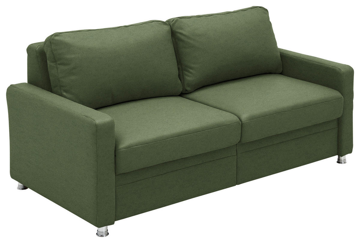 SCHLAFSOFA Chenille Grün  - Chromfarben/Grün, KONVENTIONELL, Textil/Metall (186/90/100cm) - Beldomo Style