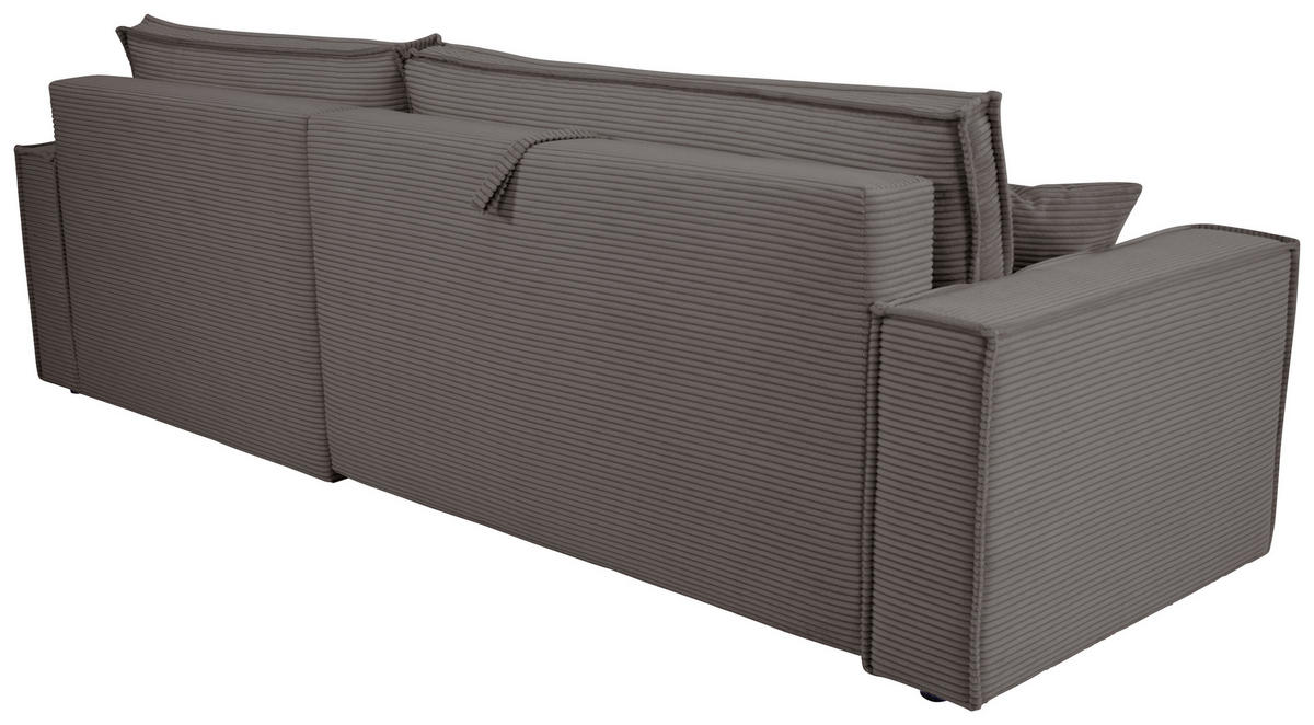 ECKSOFA inkl. Funktionen Anthrazit Cord  - Anthrazit/Schwarz, Design, Textil (267/141cm) - Xora