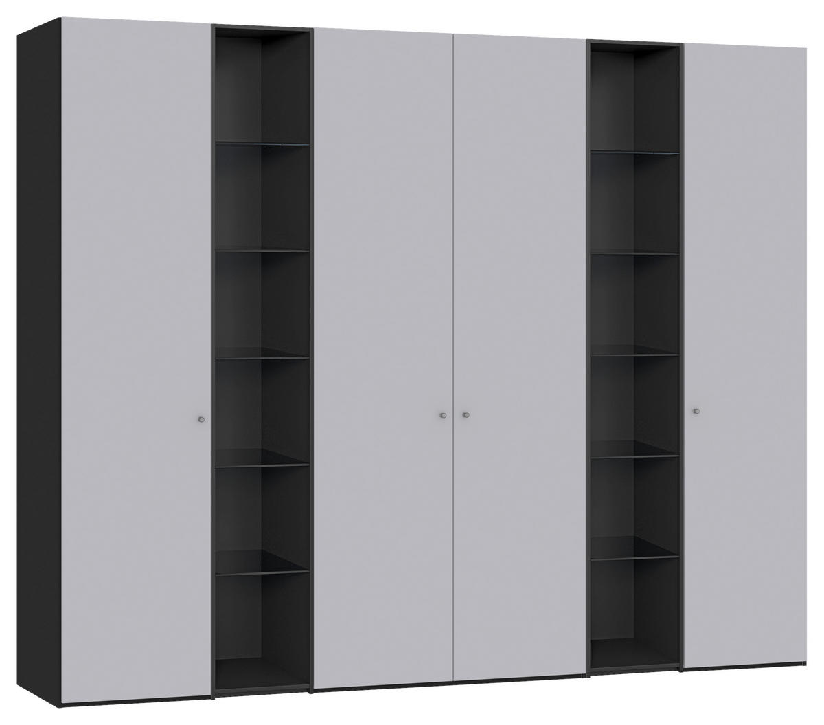 DREHTÜRENSCHRANK in Schwarz, Hellgrau  - Silberfarben/Hellgrau, Design, Glas/Holzwerkstoff (280/220/59cm) - Jutzler