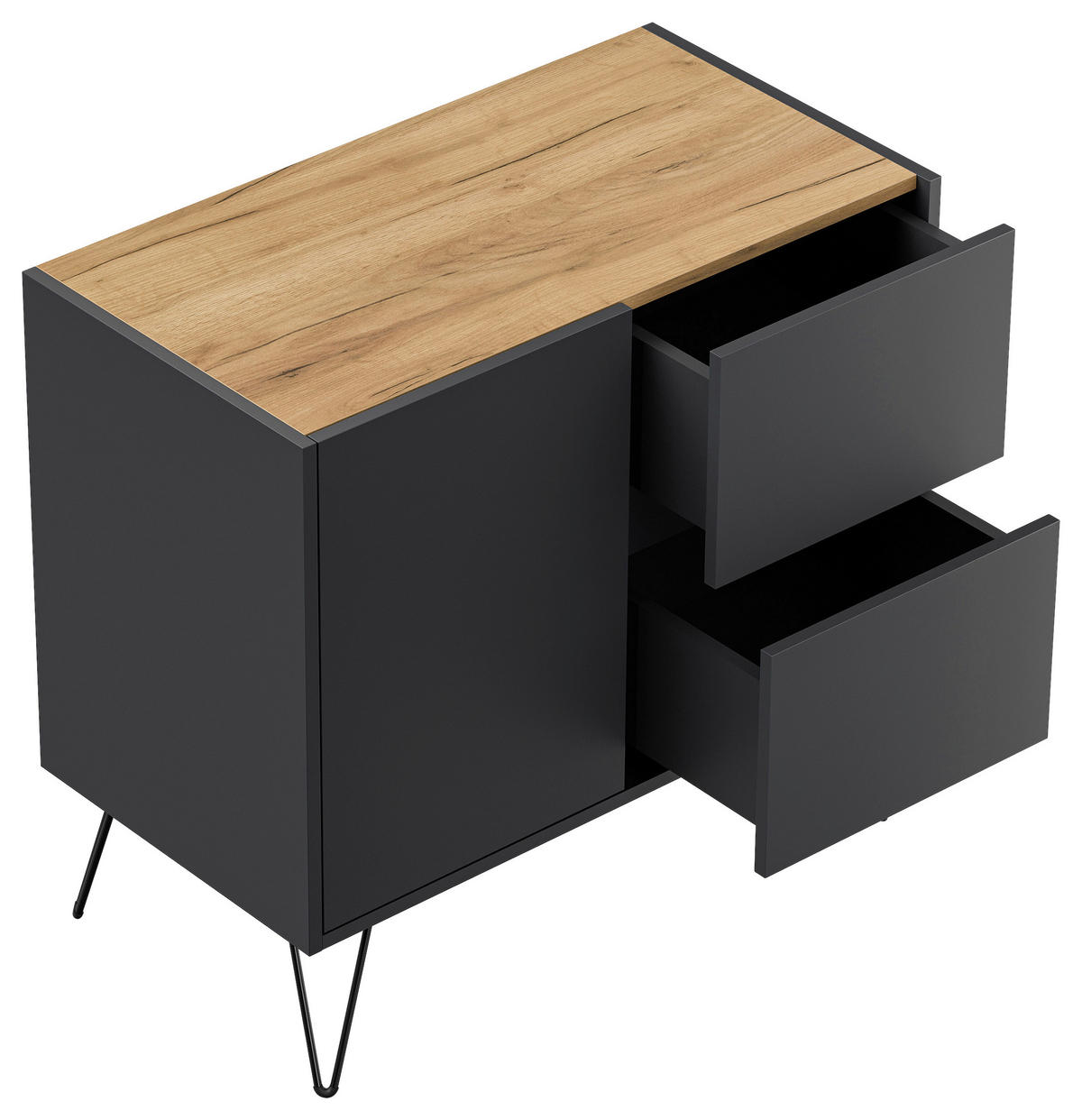 SIDEBOARD Posseik Industrial  in 79/75,8/42 cm  - Eichefarben/Graphitfarben, Design, Holzwerkstoff/Metall (79/75,8/42cm) - P & B