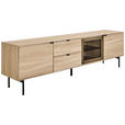 LOWBOARD  200/58/40 cm  - Eichefarben/Schwarz, KONVENTIONELL, Glas/Holzwerkstoff (200/58/40cm) - Xora