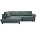 ECKSOFA in Flachgewebe, Leinenoptik Blau  - Blau/Schwarz, Design, Textil/Metall (208/247cm) - Xora