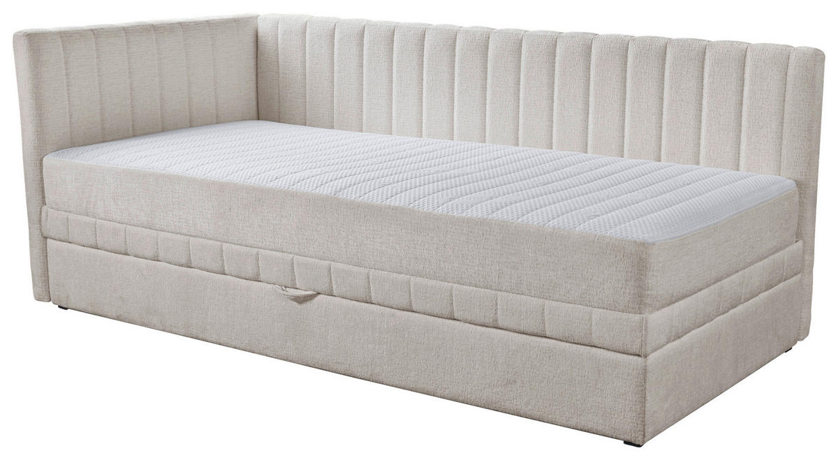 SCHLAFSOFA in Struktur Beige  - Beige/Schwarz, Design, Holz/Holzwerkstoff (212/83/99cm) - MID.YOU