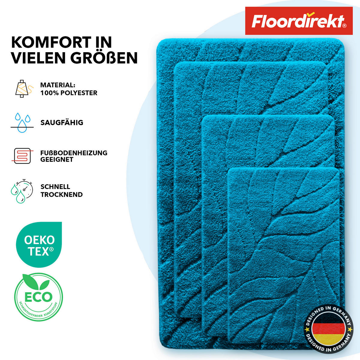 BADEMATTE Maris Türkis 40/60 cm  - Türkis, Basics, Kunststoff/Textil (40/60cm) - Floordirekt