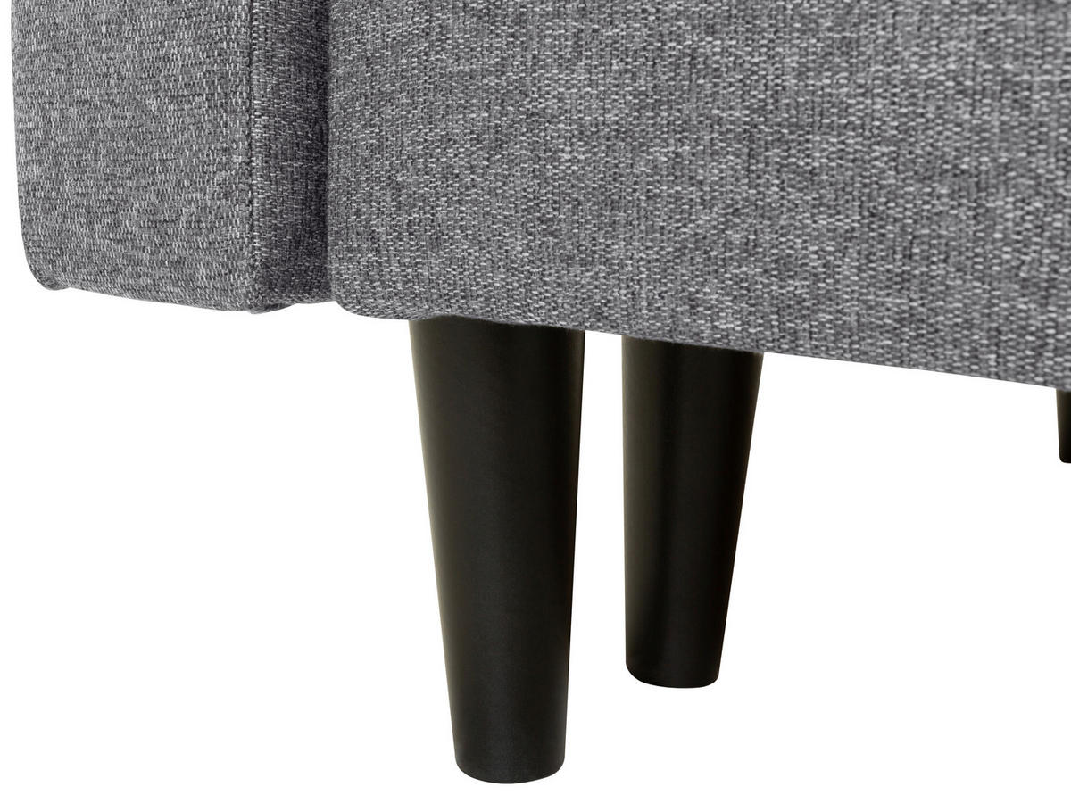 ECKSOFA in Flachgewebe Dunkelgrau  - Dunkelgrau/Schwarz, Konventionell, Holz/Textil (223/157cm) - MID.YOU