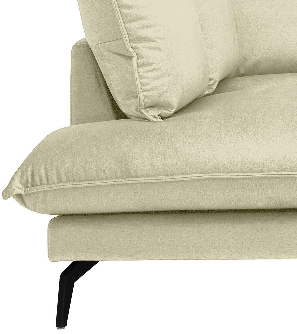 ECKSOFA Creme Samt  - Creme/Schwarz, Design, Textil/Metall (200/241cm) - Carryhome