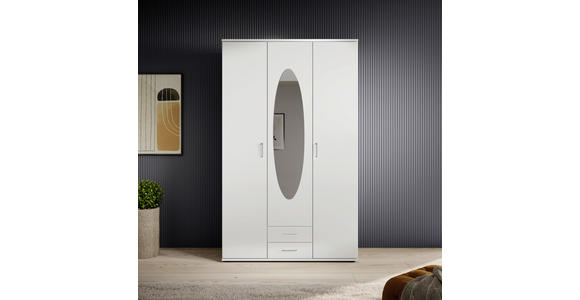 KLEIDERSCHRANK  in Weiß  - Alufarben/Weiß, KONVENTIONELL, Glas/Holzwerkstoff (120/195/55cm) - Carryhome