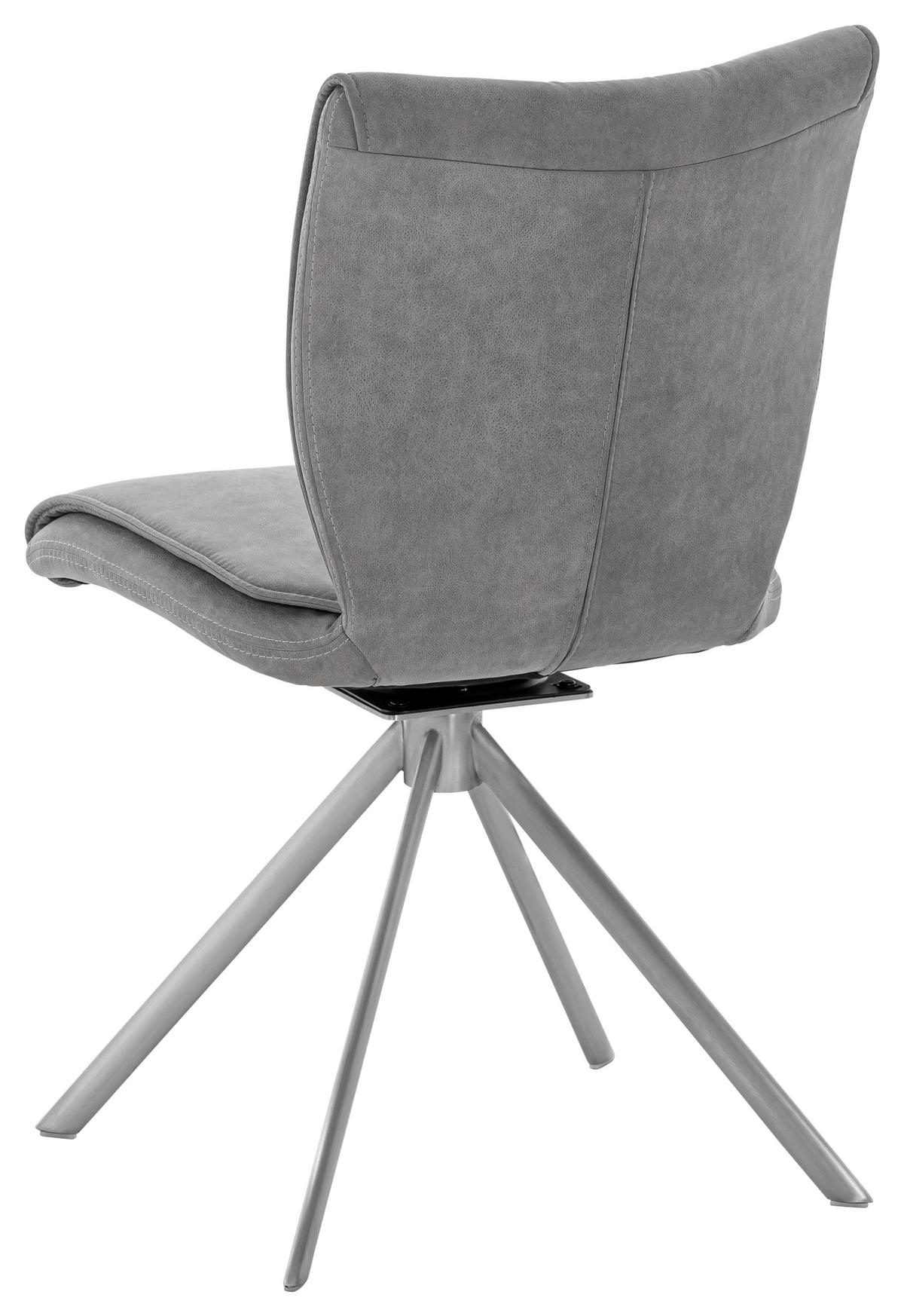 STUHL Lederlook, Velours, Mikrofaser Grau, Edelstahlfarben  - Edelstahlfarben/Grau, Design, Textil/Metall (50/89/61cm) - Dieter Knoll