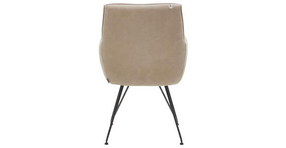 ARMLEHNSTUHL in Flachgewebe Echtleder naturbelassen - Beige/Schwarz, Design, Leder/Textil (57/90/68cm) - Ambiente