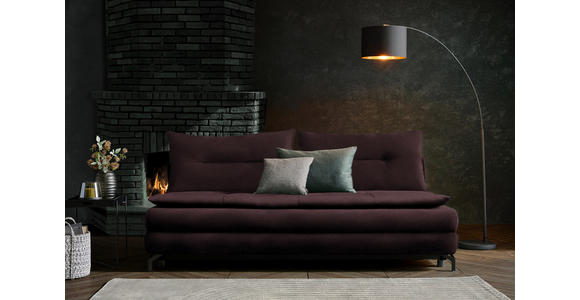 SCHLAFSOFA in Flachgewebe Dunkelbraun - Dunkelbraun/Schwarz, MODERN, Textil/Metall (208/73/92/102cm) - Novel