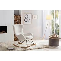 SCHAUKELSTUHL in Teddystoff Weiß  - Eichefarben/Weiß, MODERN, Holz/Textil (75/106/102cm) - Livetastic
