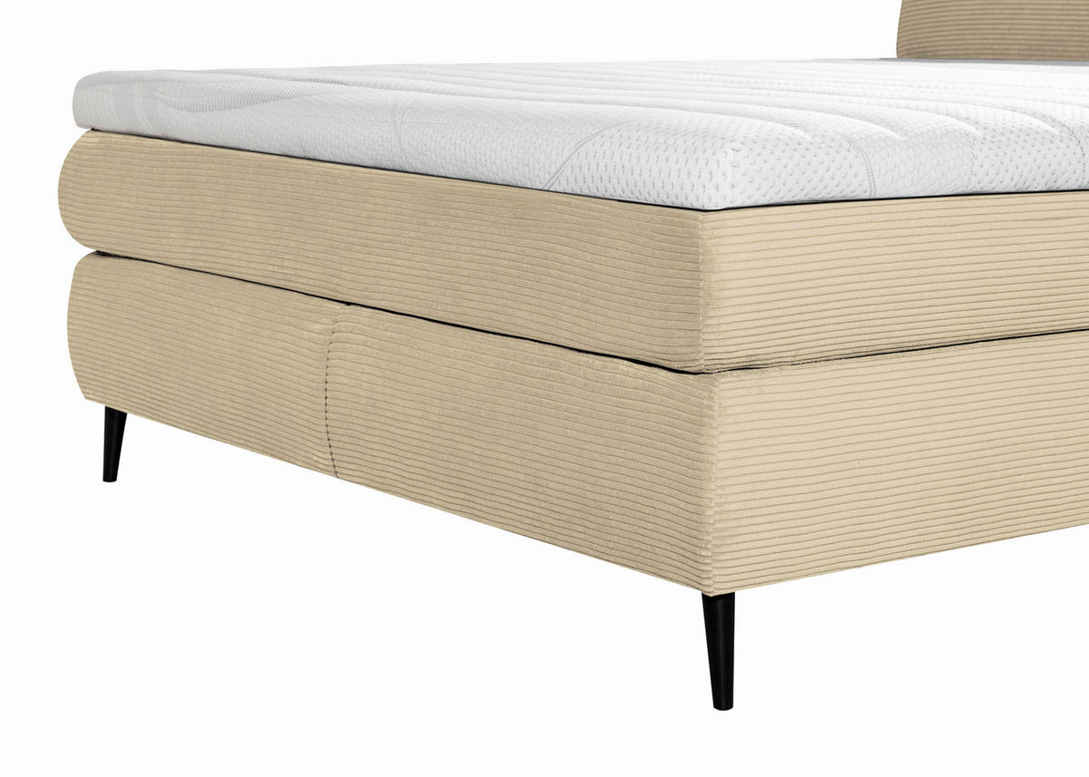 BOXSPRINGBETT 180/200 cm  in Beige  - Beige/Schwarz, Trend, Holz/Textil (180/200cm) - Esposa