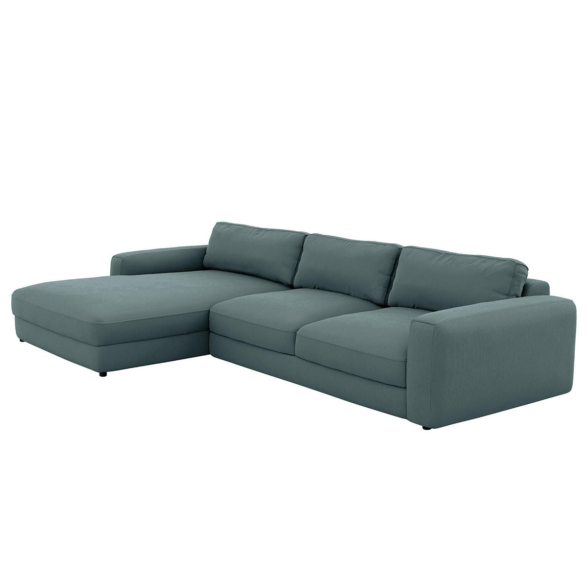 ECKSOFA in Cord Blaugrau  - Blaugrau/Schwarz, MODERN, Textil (176/84/303cm) - Trendmanufaktur