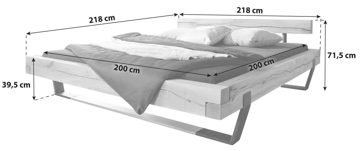 BALKENBETT 200/200 cm  in Eichefarben  - Eichefarben/Schwarz, KONVENTIONELL, Holz/Metall (200/200cm) - Livetastic