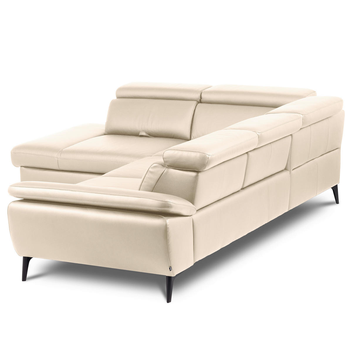ECKSOFA Lederlook Echtleder Grau  - Schwarz/Grau, Design, Leder/Textil (220/274cm) - Livetastic