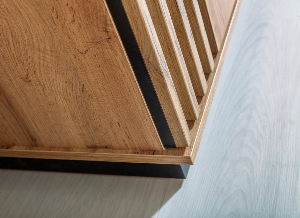 KOMMODE  in 141,2/88,2/40 cm  - Eiche Wotan/Schwarz, MODERN, Holzwerkstoff/Kunststoff (141,2/88,2/40cm) - home24