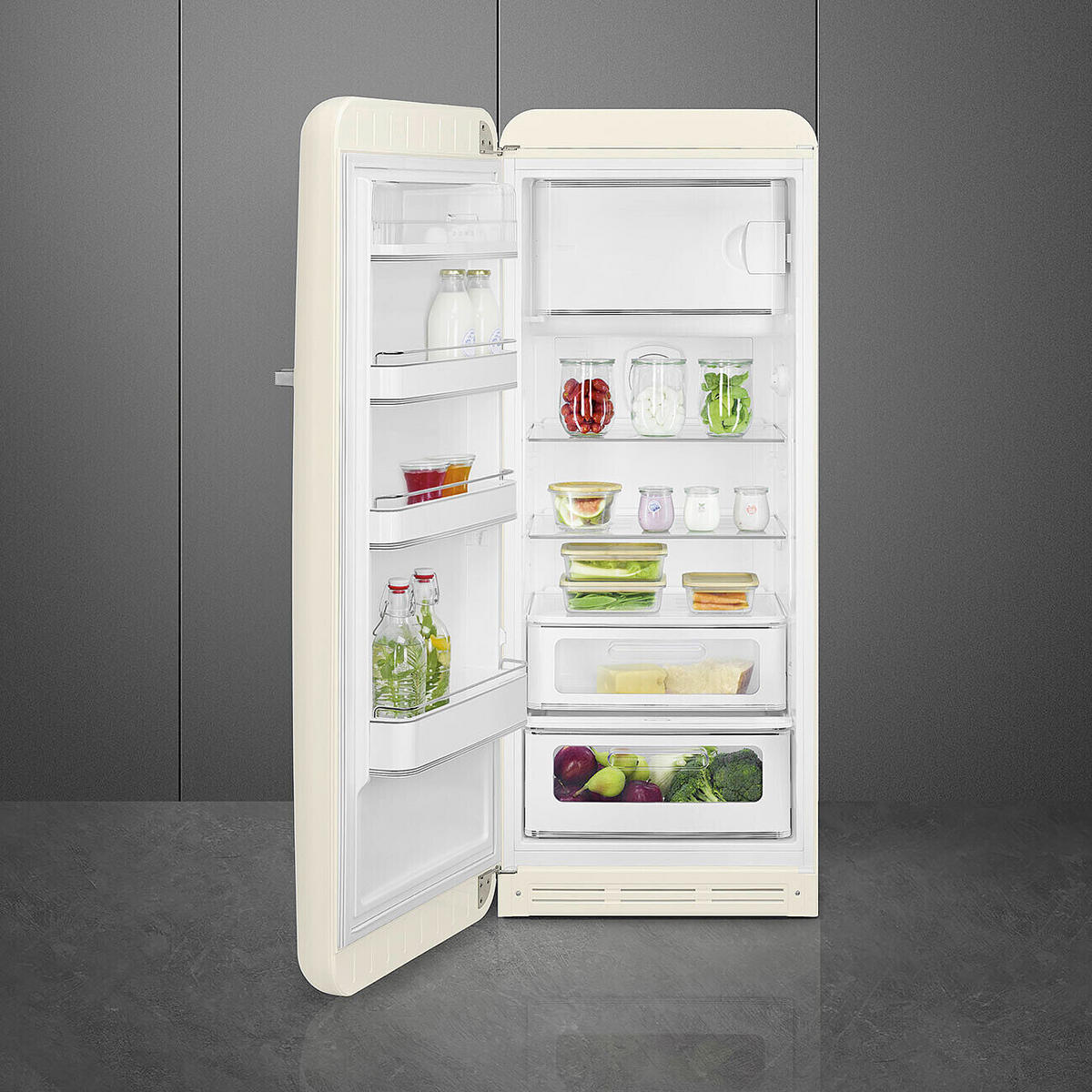 KÜHLSCHRANK 60/150/72.8 cm  - Creme, Basics, Metall (60/150/72.8cm) - SMEG
