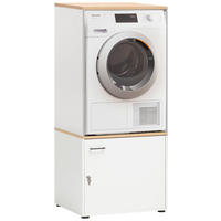 WASCHMASCHINENSCHRANK 67,1/154,7/60 cm  in Eichefarben, Weiß  - Chromfarben/Eichefarben, MODERN, Holzwerkstoff/Kunststoff (67,1/154,7/60cm) - MID.YOU
