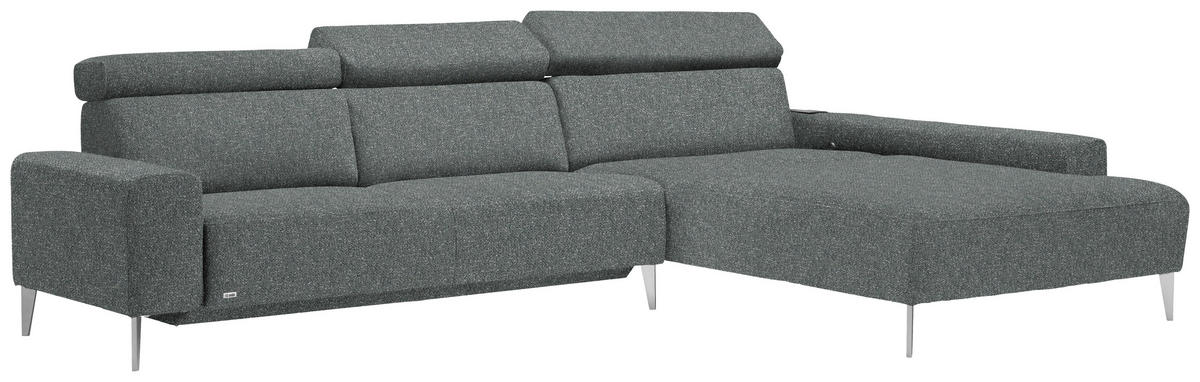ECKSOFA  in Mikrovelours Graugrün  308/205 cm  - Alufarben/Graugrün, Design, Textil (308/205cm) - Sedda