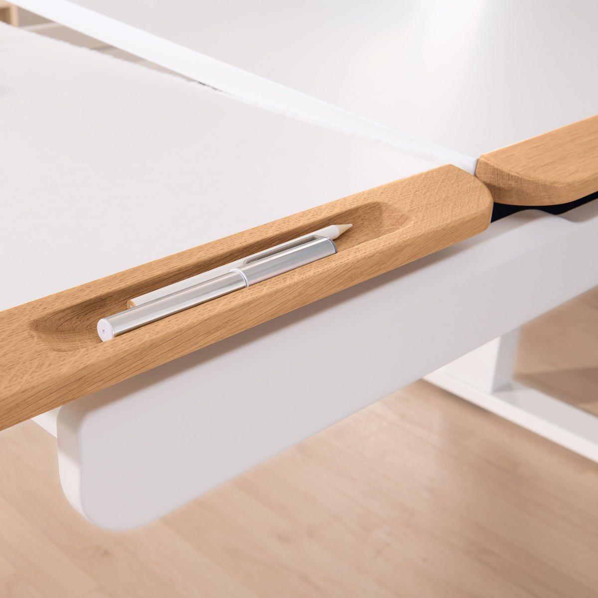 IFJÚSÁGI ÍRÓASZTAL  - világosszürke/fehér, Basics, faalapú anyag/fém (130/75/53-79cm) - Paidi