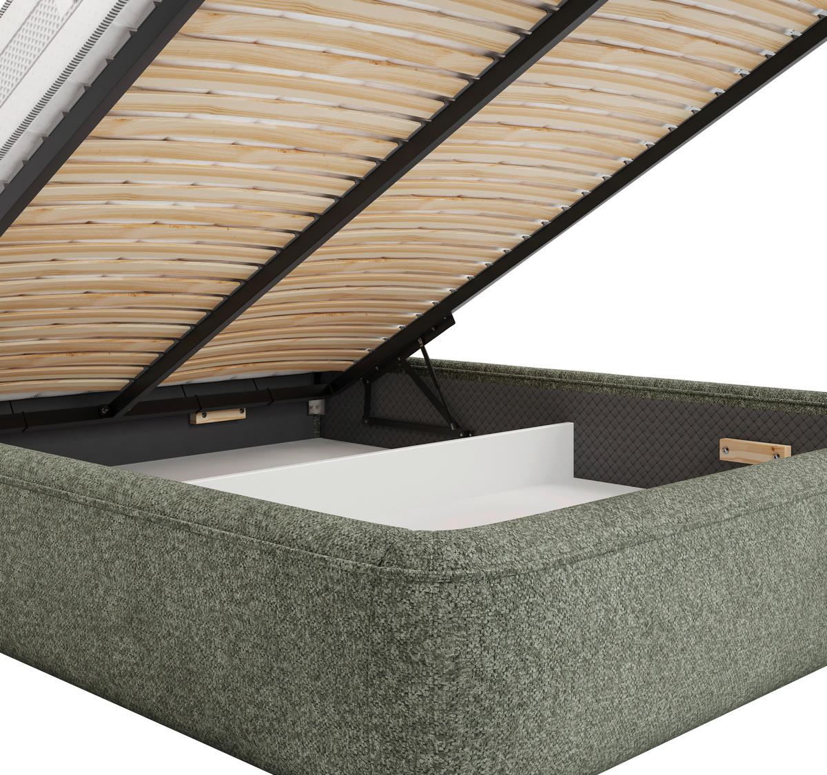 STOPPAD SÄNG ,140/200 cm  i grön  - grön/svart, Modern, metall/trämaterial (140/200cm) - MID.YOU