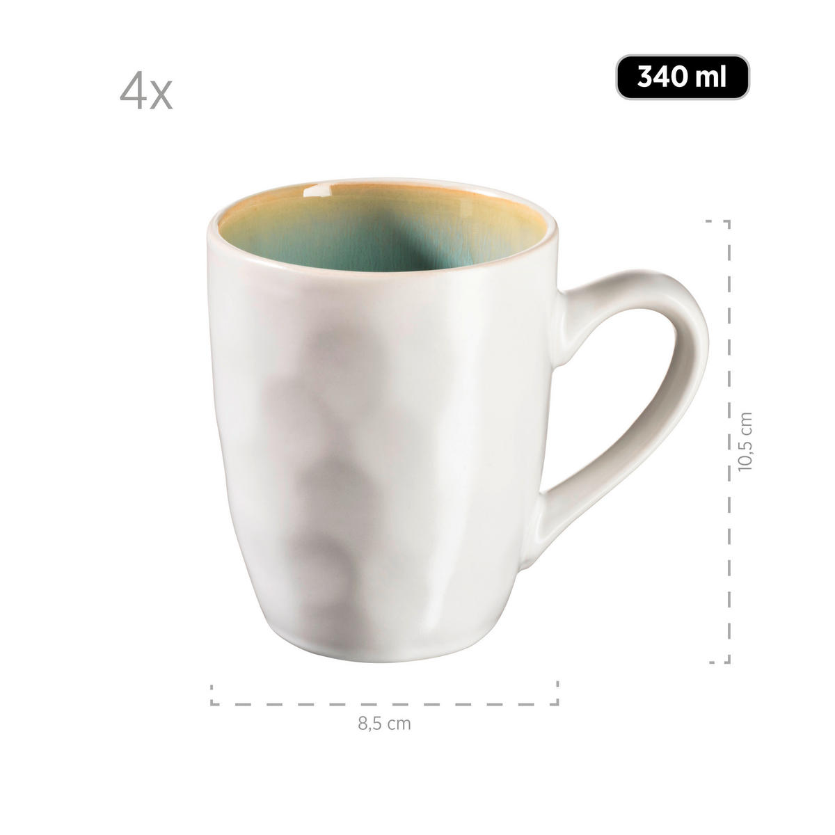 KOMBISERVICE Frozen 16-teilig  - Grün, Basics, Keramik (34,7/32/35cm) - Mäser