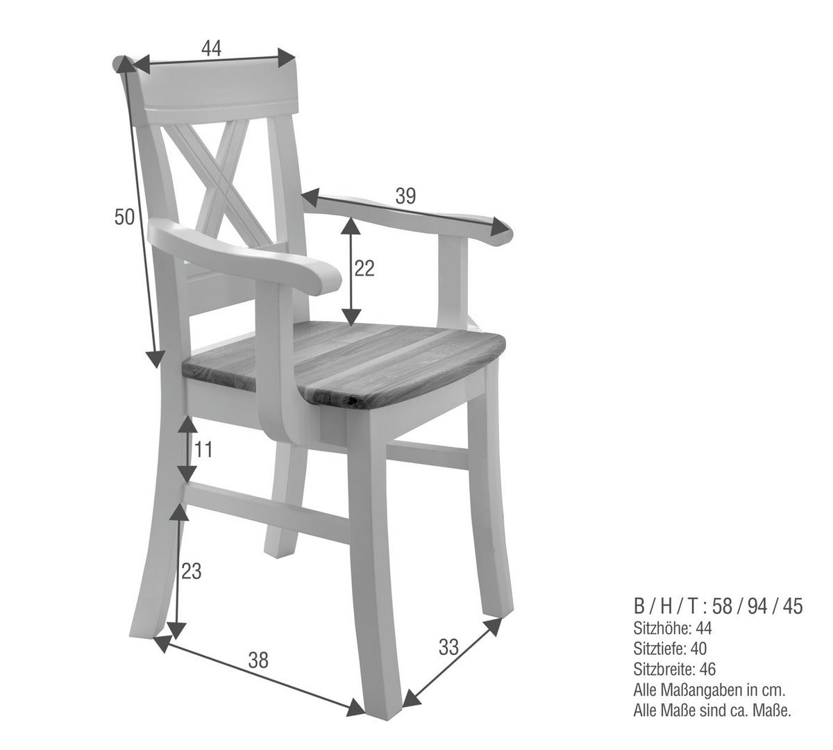 ARMLEHNSTUHL  in  - Weiß, Design, Holz (58/94/45cm) - Livetastic